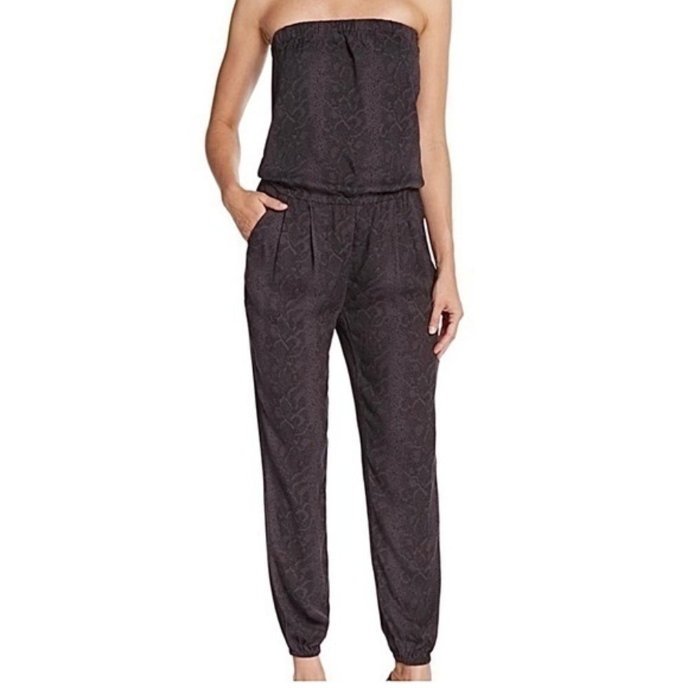 Joie snake print strapless jogger jumpsuit